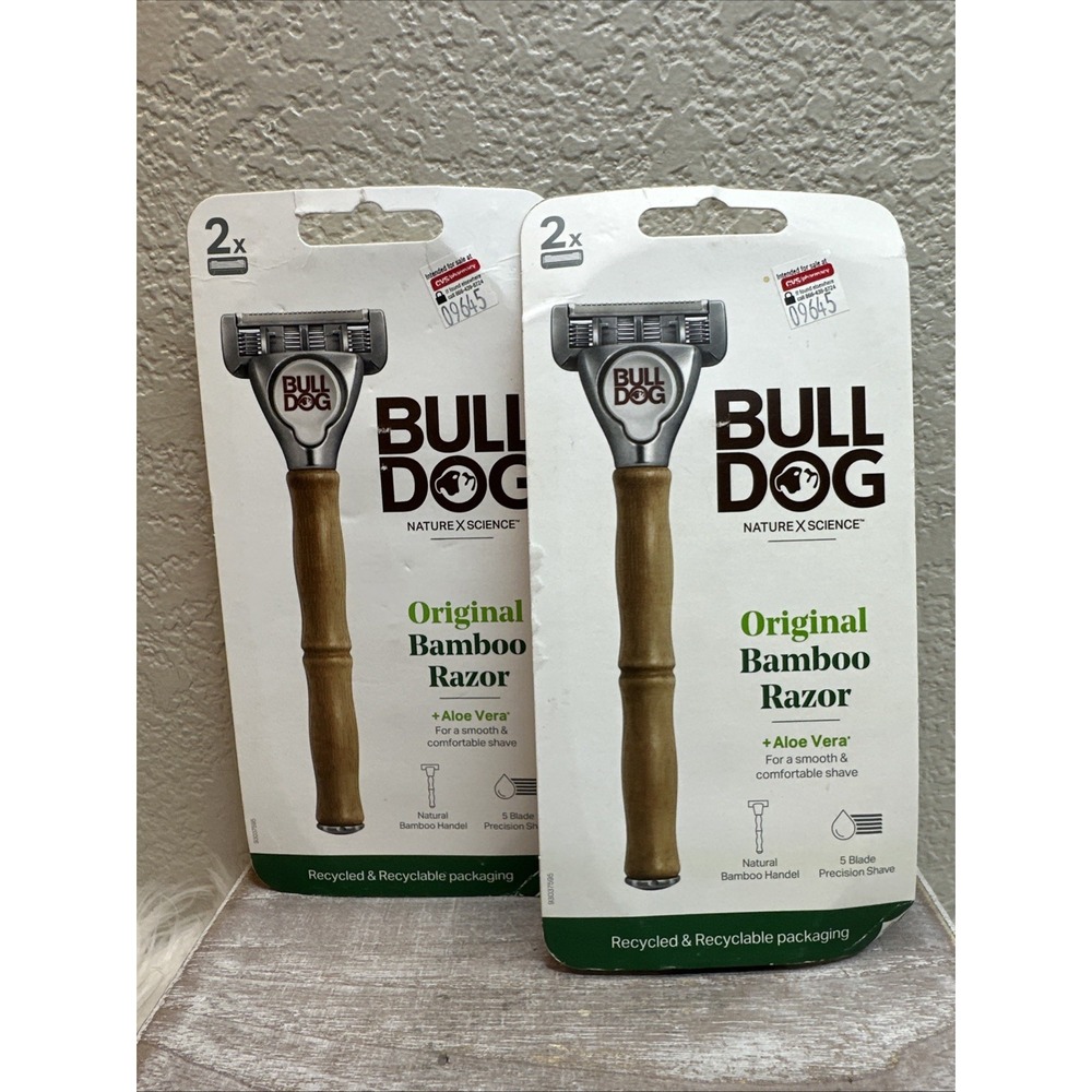 $19 🌙 2 Bulldog Original Bamboo Handle & 4 Cartridges Total with Aloe Vera NEW
